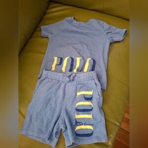 Polo Ralph Lauren Blue and Yellow Kids Shorts Set 24mths
